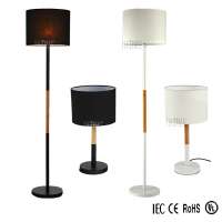 Wholesale fabric shade wooden base classical wood lamp/modern table light/floor lamp sets