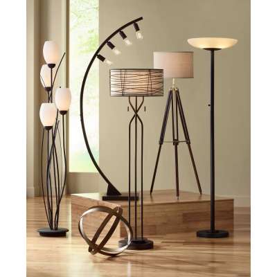 1024-25 Exquisite Modern elegance is abloom Black Metal and White Glass Tulip 4 Light Floor Lamp