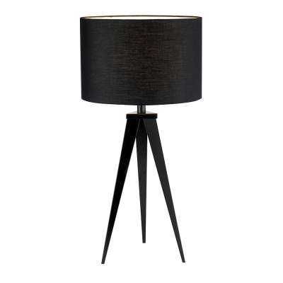 11.21-16 poly cotton drum shade black metal tripod base Director Table Lamp like a camera